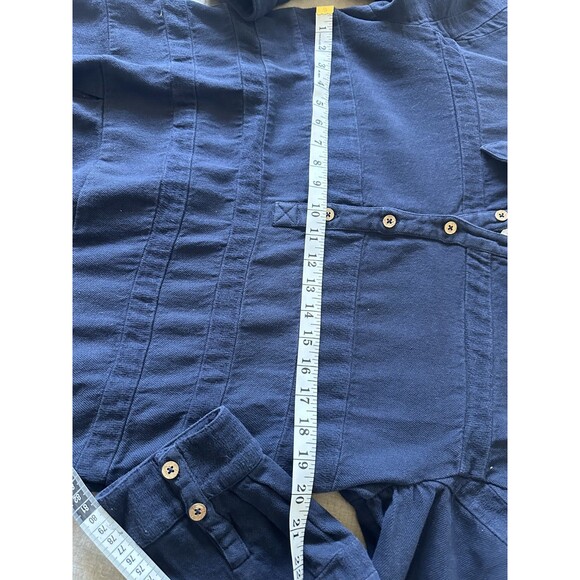 FREE PEOPLE FREE-EST BLUE CHECKIN' IN MINI DRESS SZ SMALL NAVY - Picture 4 of 5